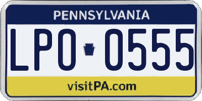PA license plate LPO0555