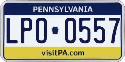 PA license plate LPO0557