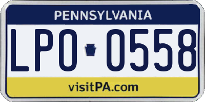 PA license plate LPO0558