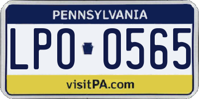PA license plate LPO0565
