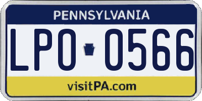 PA license plate LPO0566
