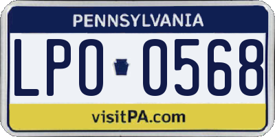 PA license plate LPO0568