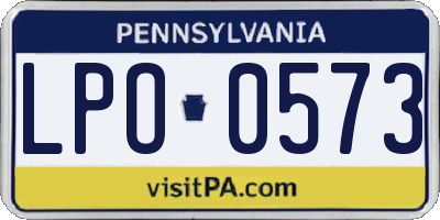 PA license plate LPO0573