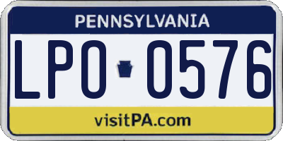 PA license plate LPO0576
