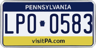 PA license plate LPO0583