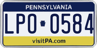 PA license plate LPO0584
