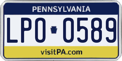 PA license plate LPO0589
