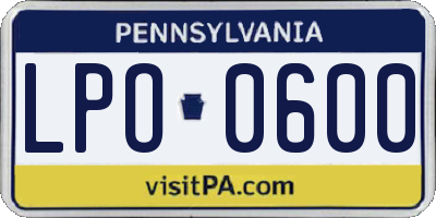 PA license plate LPO0600