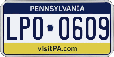 PA license plate LPO0609