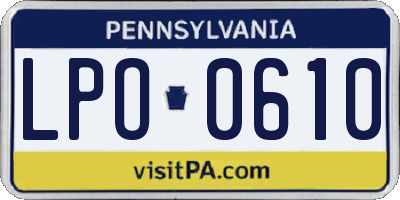 PA license plate LPO0610