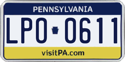 PA license plate LPO0611