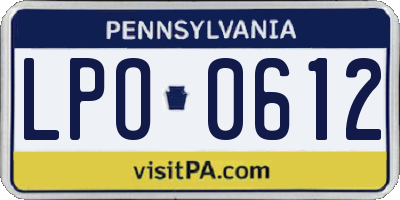 PA license plate LPO0612