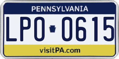 PA license plate LPO0615