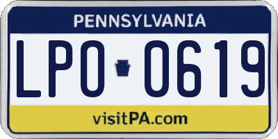 PA license plate LPO0619