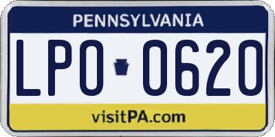 PA license plate LPO0620