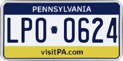 PA license plate LPO0624