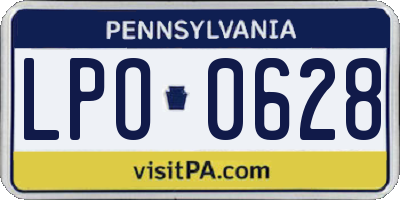 PA license plate LPO0628