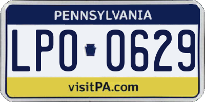 PA license plate LPO0629