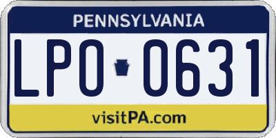 PA license plate LPO0631