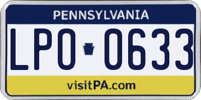 PA license plate LPO0633
