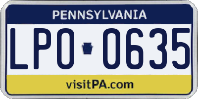 PA license plate LPO0635