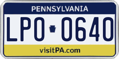 PA license plate LPO0640