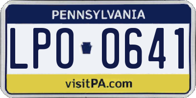 PA license plate LPO0641