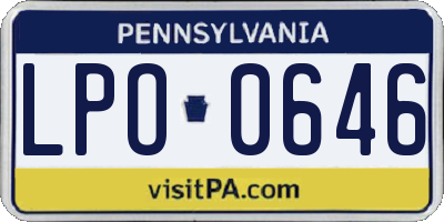 PA license plate LPO0646