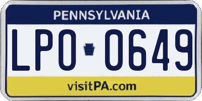 PA license plate LPO0649