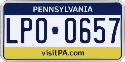 PA license plate LPO0657