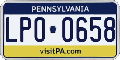 PA license plate LPO0658