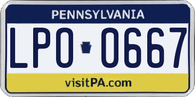 PA license plate LPO0667