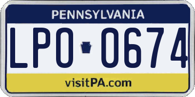 PA license plate LPO0674