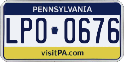 PA license plate LPO0676