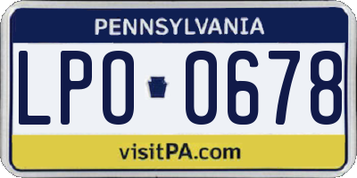 PA license plate LPO0678