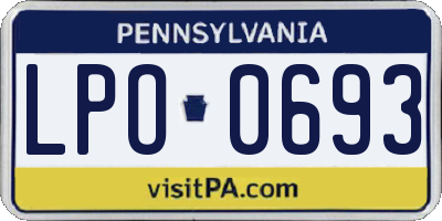 PA license plate LPO0693