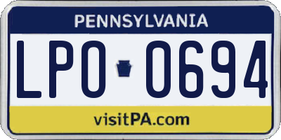 PA license plate LPO0694