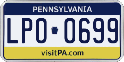 PA license plate LPO0699