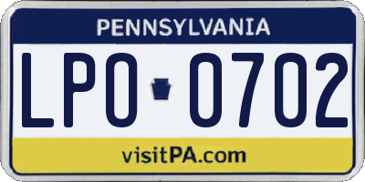PA license plate LPO0702