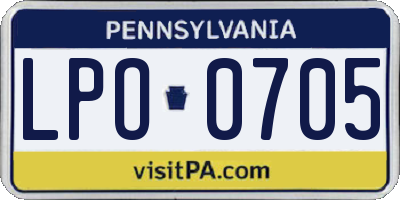 PA license plate LPO0705