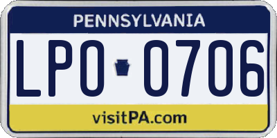 PA license plate LPO0706