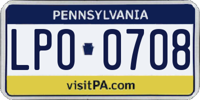 PA license plate LPO0708