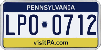 PA license plate LPO0712