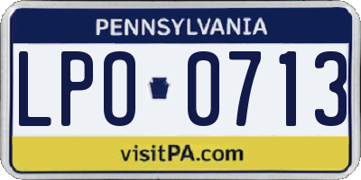 PA license plate LPO0713