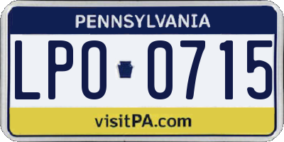 PA license plate LPO0715