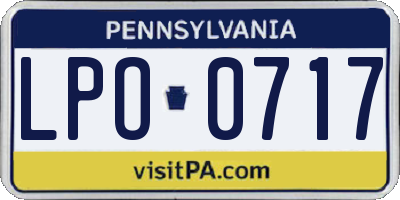 PA license plate LPO0717
