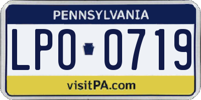 PA license plate LPO0719