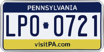 PA license plate LPO0721