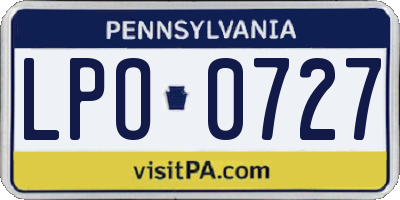 PA license plate LPO0727