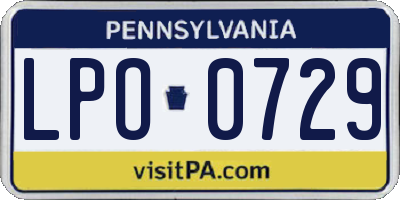 PA license plate LPO0729